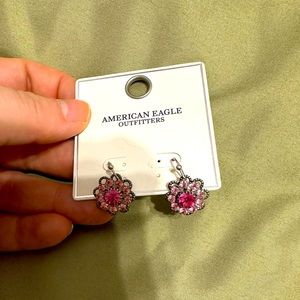 American Eagle Pink Flower Drop Earrings